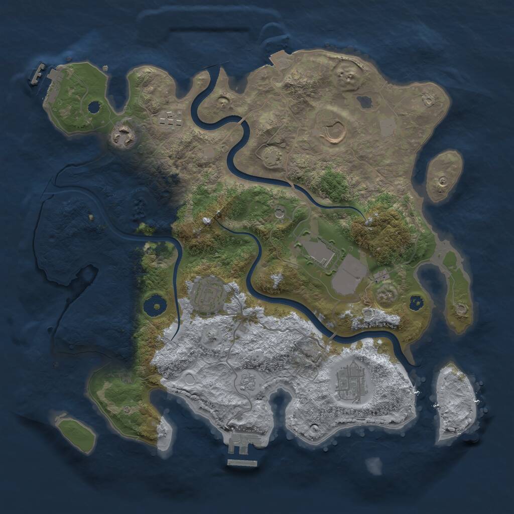 Rust Map: Procedural Map, Size: 3500, Seed: 444073929, 12 Monuments