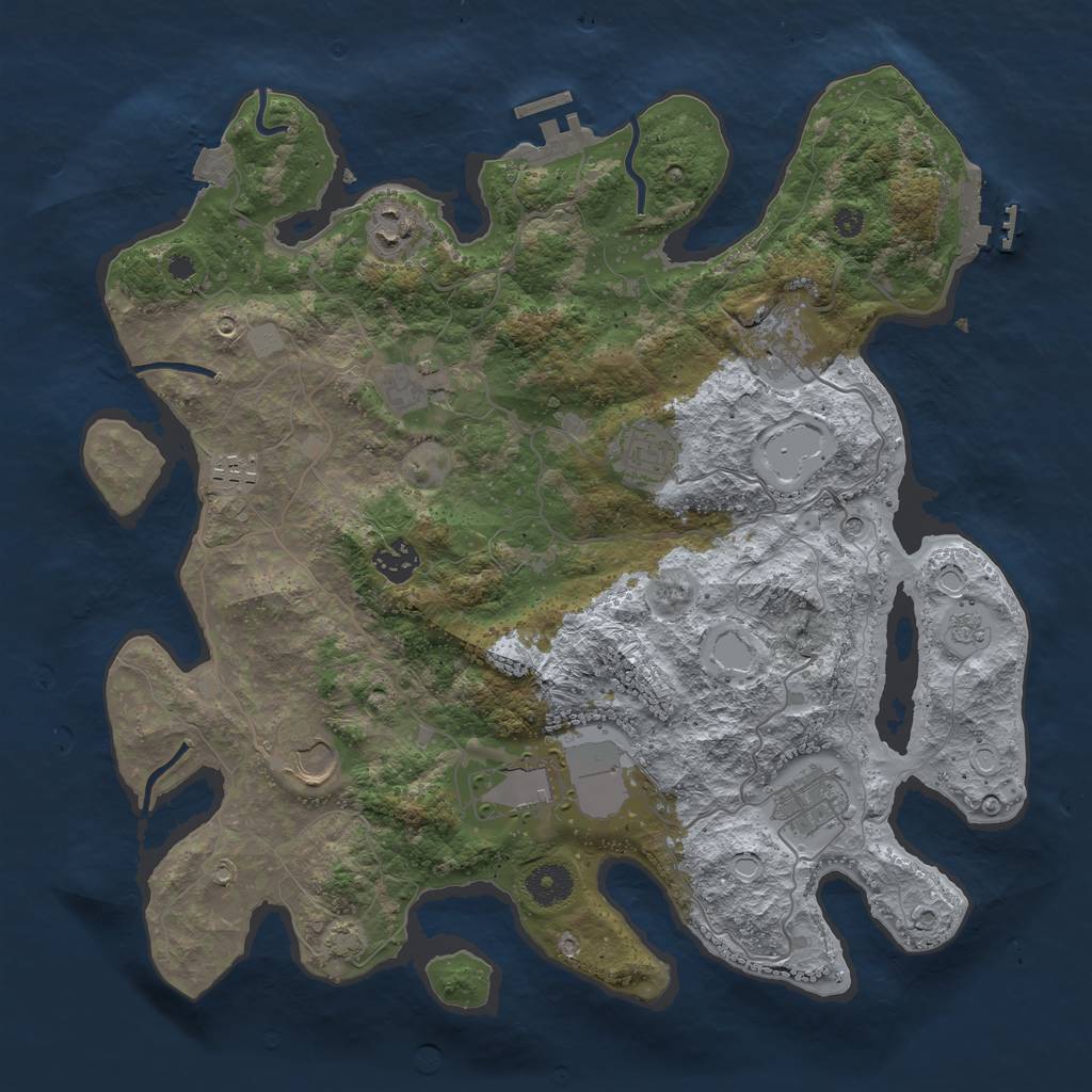 Rust Map: Procedural Map, Size: 3750, Seed: 82086907, 17 Monuments