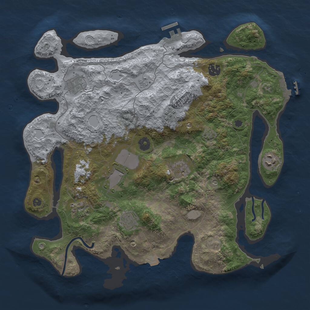 Rust Map: Procedural Map, Size: 3650, Seed: 72218543, 14 Monuments