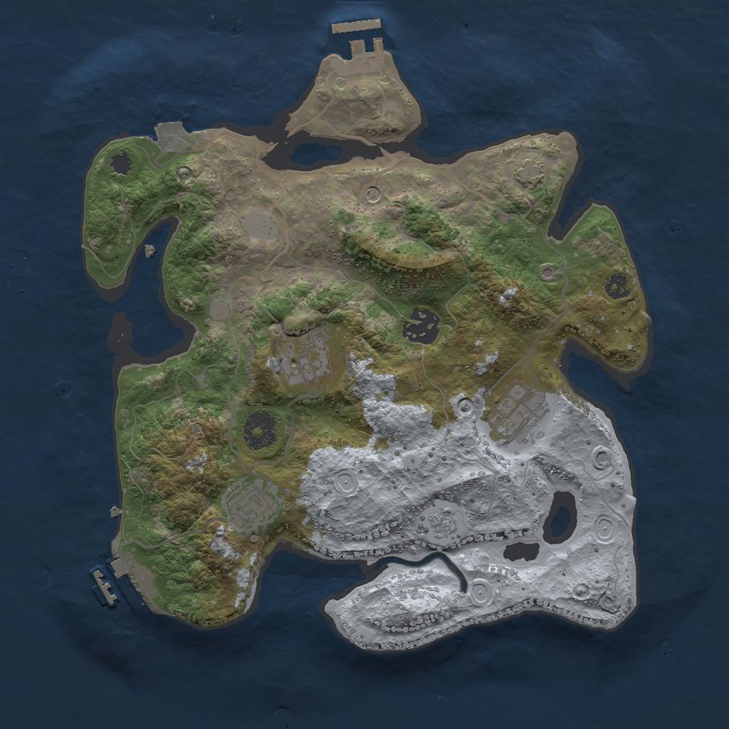 Rust Map: Procedural Map, Size: 3000, Seed: 207016889, 12 Monuments