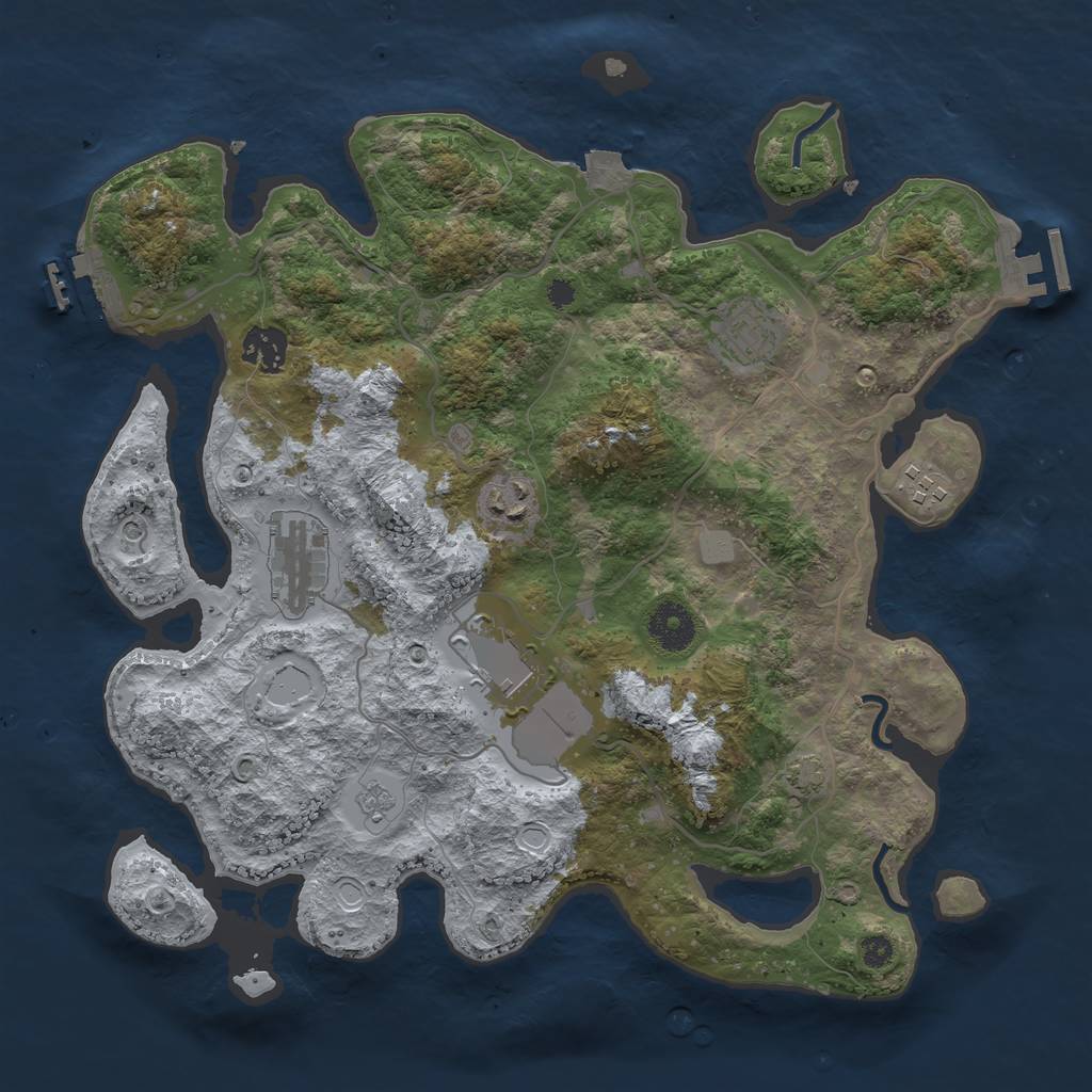 Rust Map: Procedural Map, Size: 3500, Seed: 7857, 14 Monuments