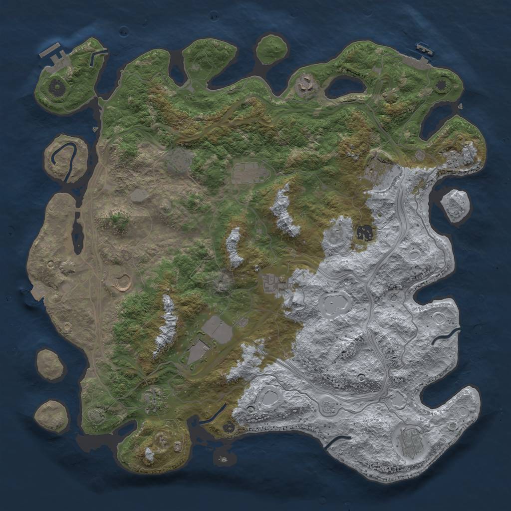Rust Map: Procedural Map, Size: 4500, Seed: 1305412485, 19 Monuments