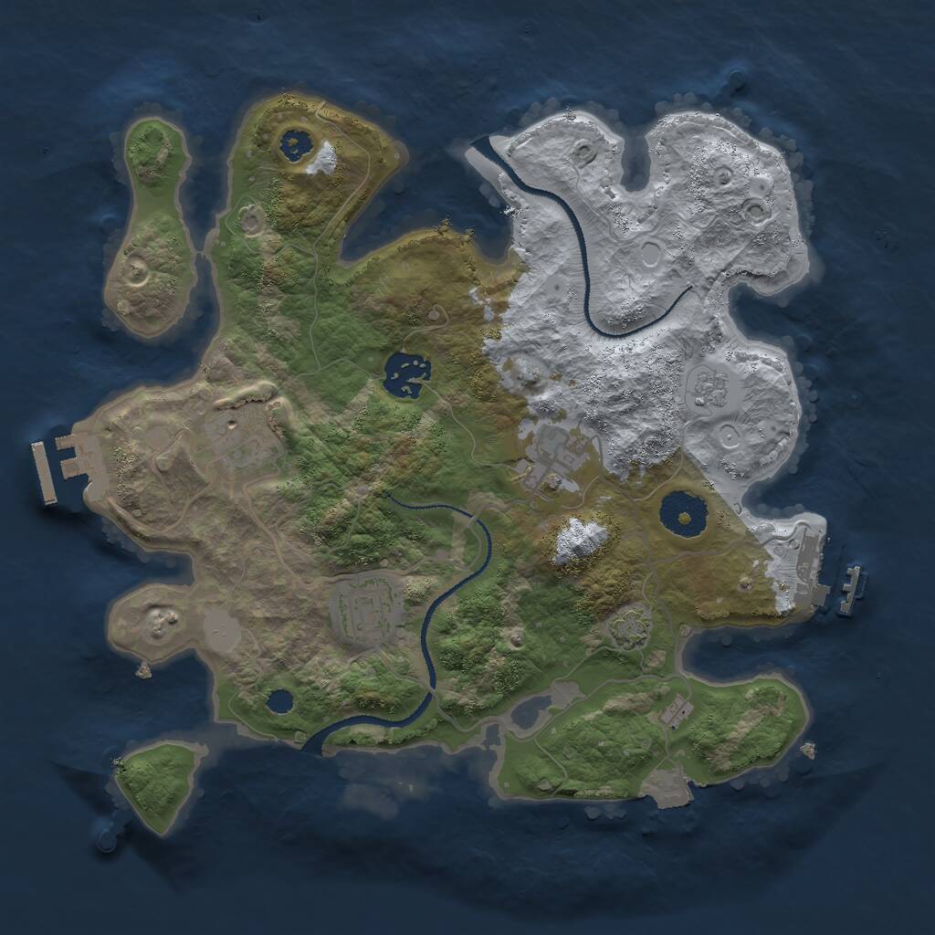 Rust Map: Procedural Map, Size: 3000, Seed: 108520421, 9 Monuments