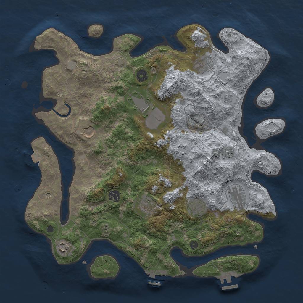Rust Map: Procedural Map, Size: 3800, Seed: 132516694, 17 Monuments