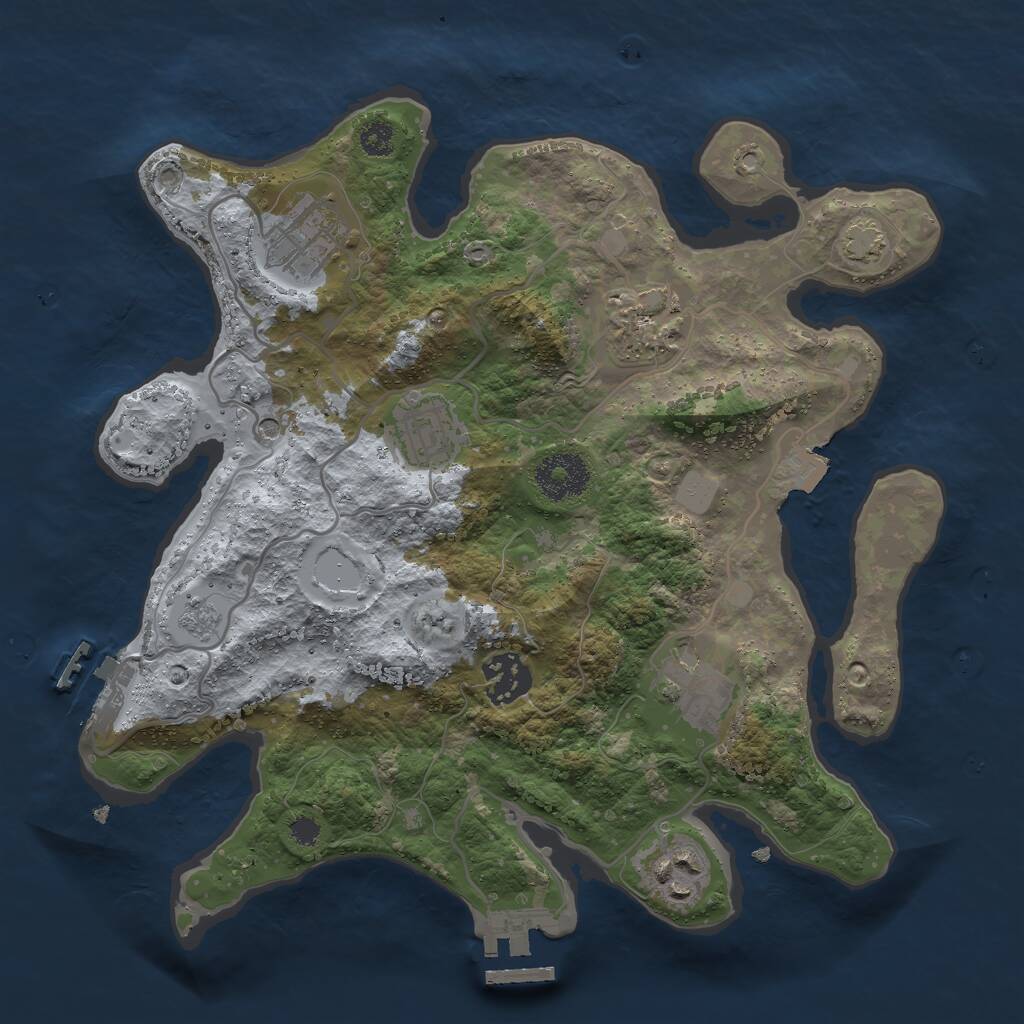 Rust Map: Procedural Map, Size: 3000, Seed: 52876, 12 Monuments