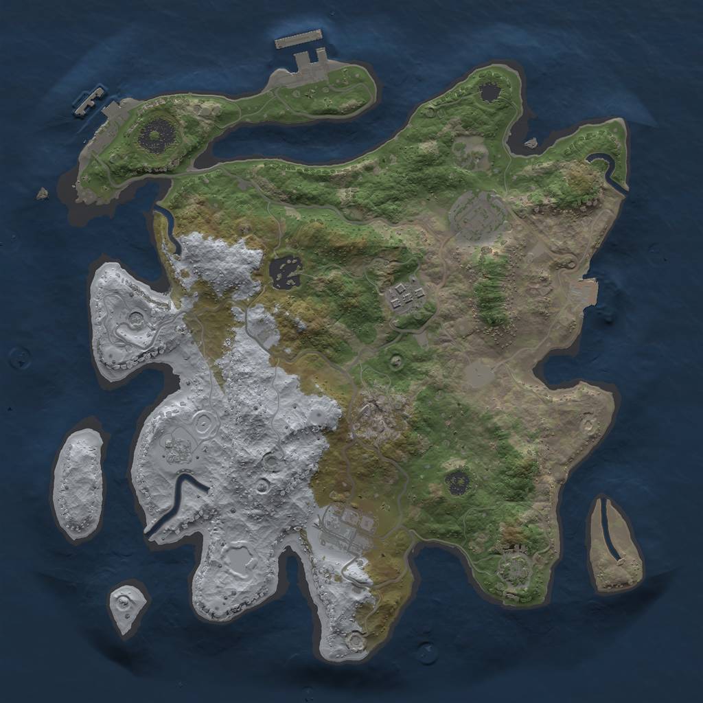 Rust Map: Procedural Map, Size: 3000, Seed: 29727, 12 Monuments