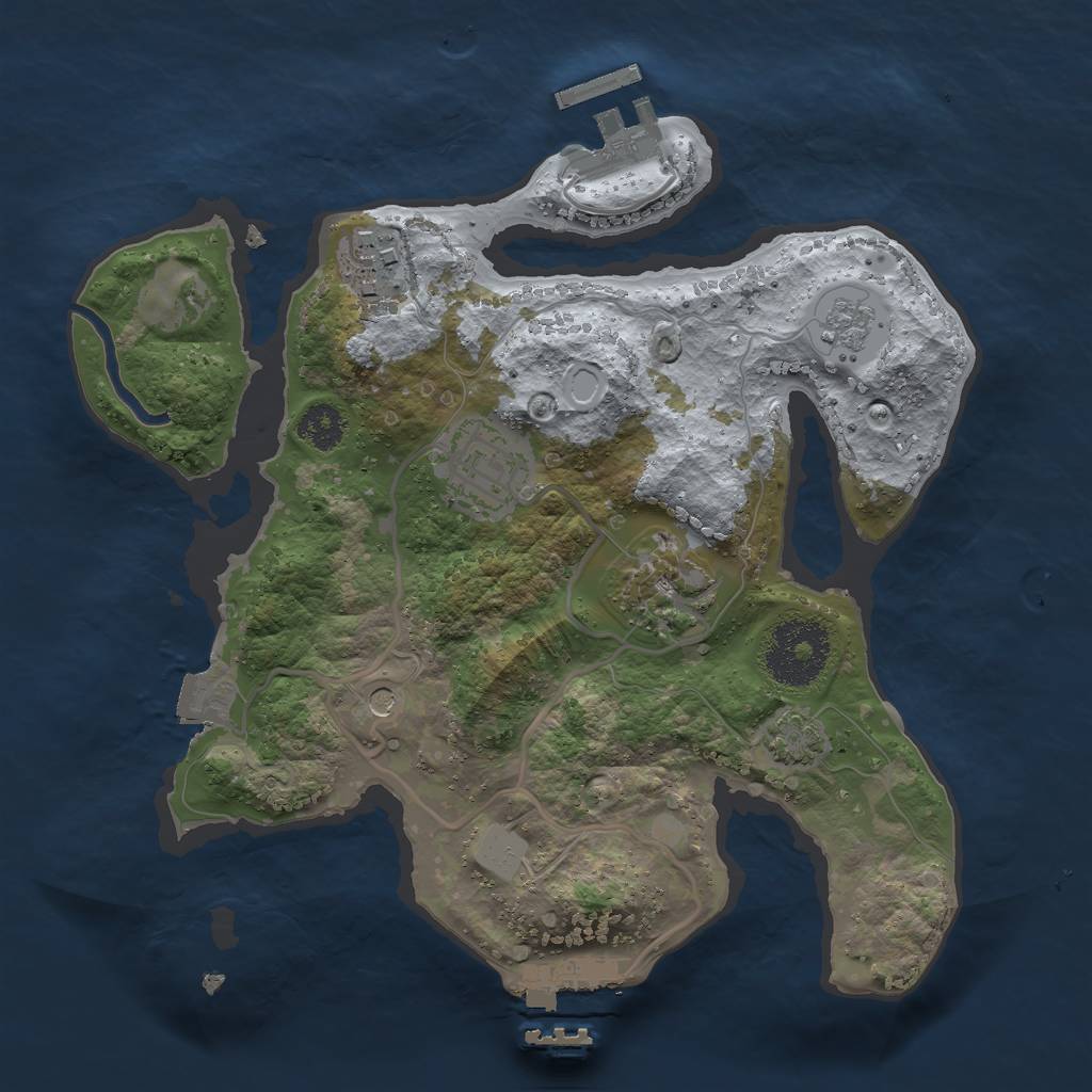 Rust Map: Procedural Map, Size: 2500, Seed: 2036335855, 11 Monuments