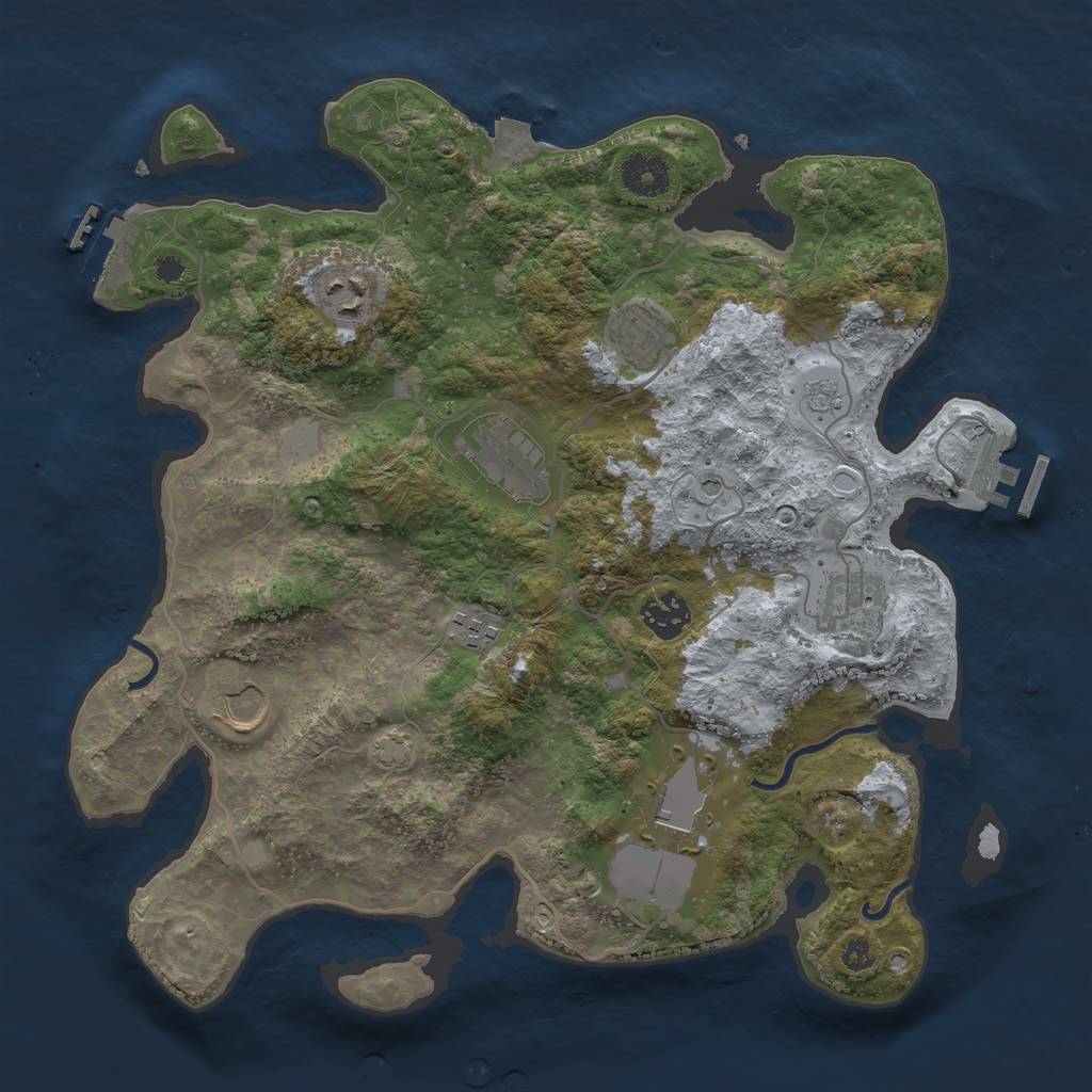 Rust Map: Procedural Map, Size: 3500, Seed: 573912384, 16 Monuments