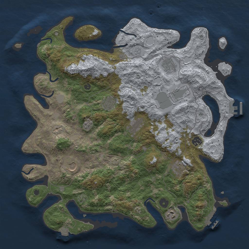Rust Map: Procedural Map, Size: 4000, Seed: 452679, 17 Monuments