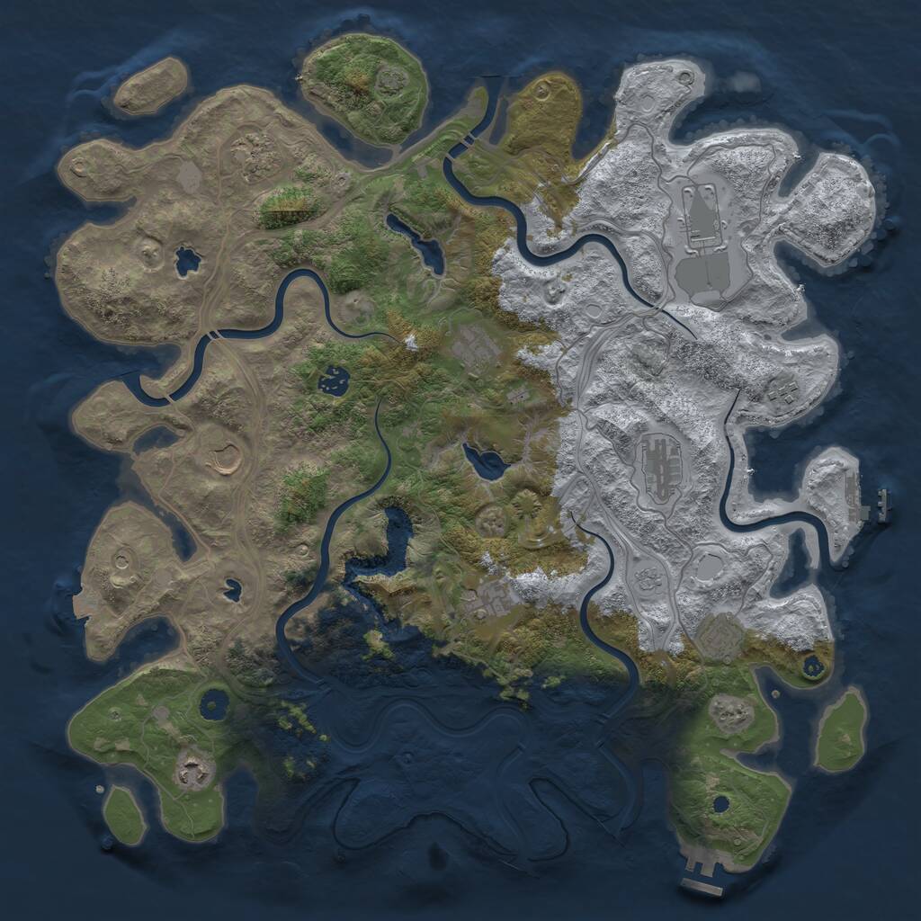 Rust Map: Procedural Map, Size: 4500, Seed: 58758634, 16 Monuments