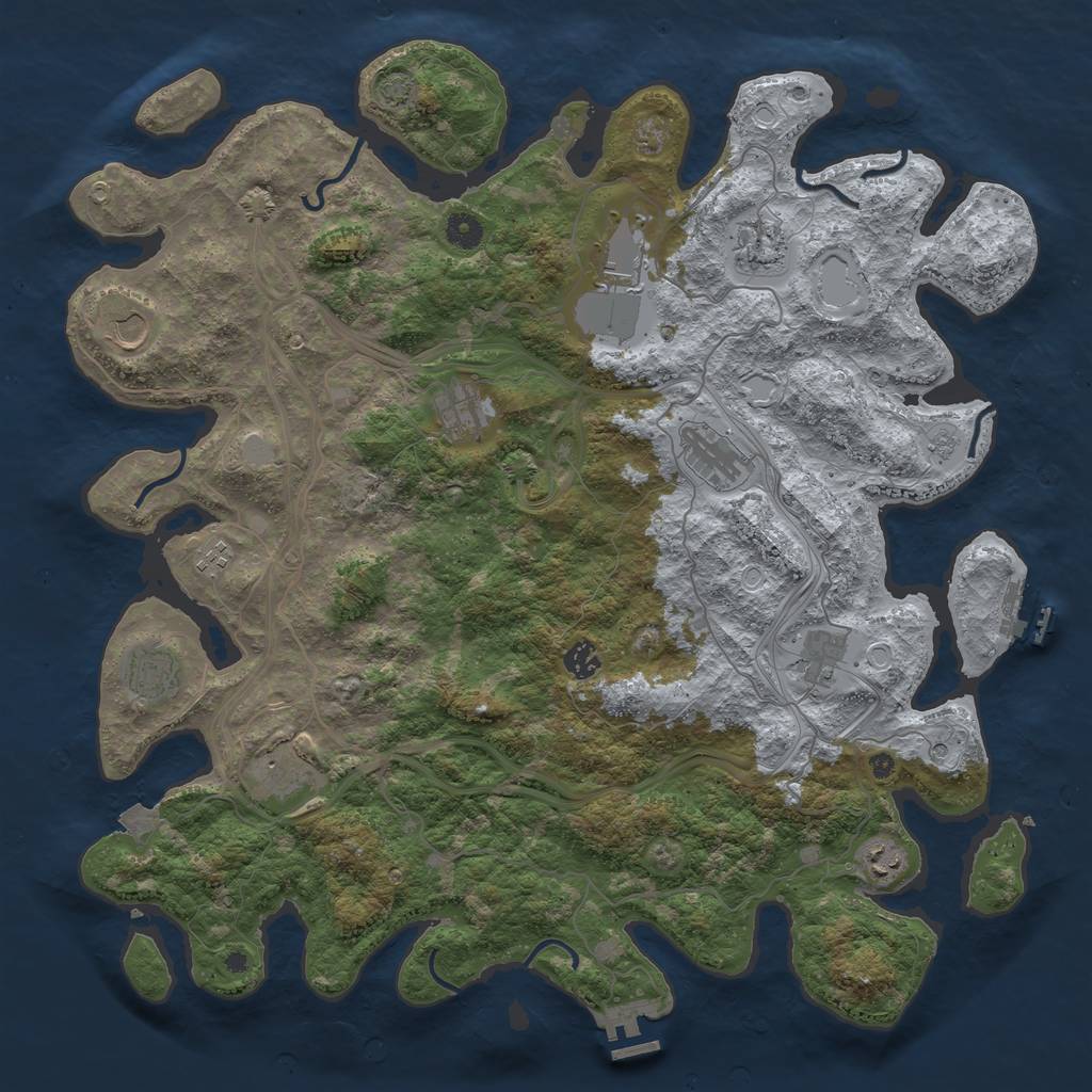 Rust Map: Procedural Map, Size: 4500, Seed: 58758634, 19 Monuments