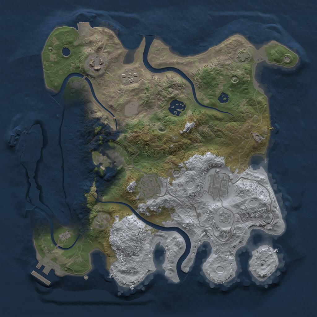 Rust Map: Procedural Map, Size: 3000, Seed: 1495284097, 12 Monuments