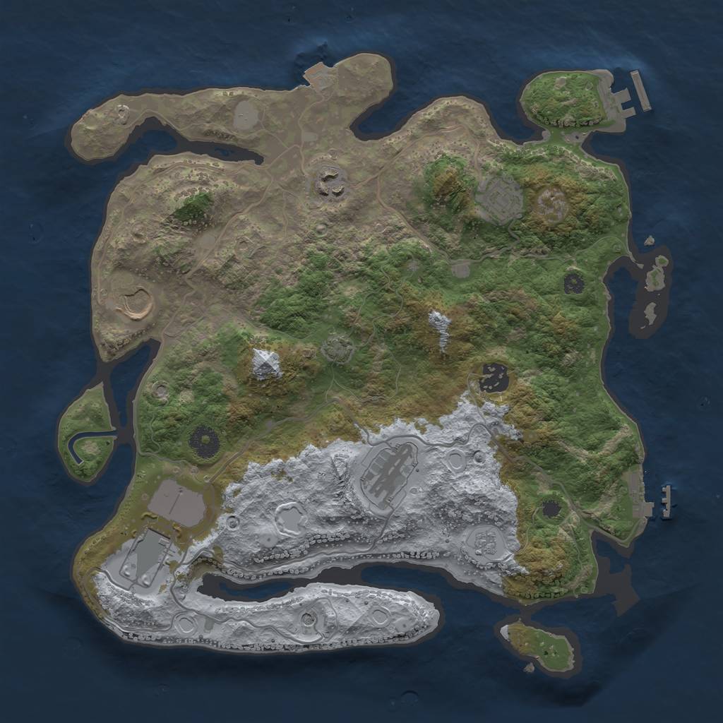 Rust Map: Procedural Map, Size: 3500, Seed: 387841948, 14 Monuments