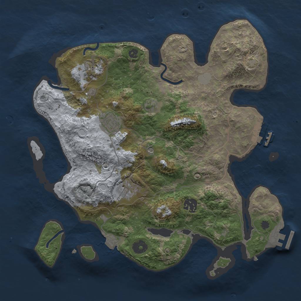 Rust Map: Procedural Map, Size: 3200, Seed: 1507222844, 11 Monuments