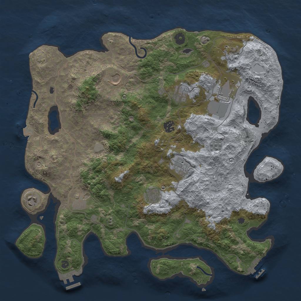 Rust Map: Procedural Map, Size: 4000, Seed: 345498371, 18 Monuments