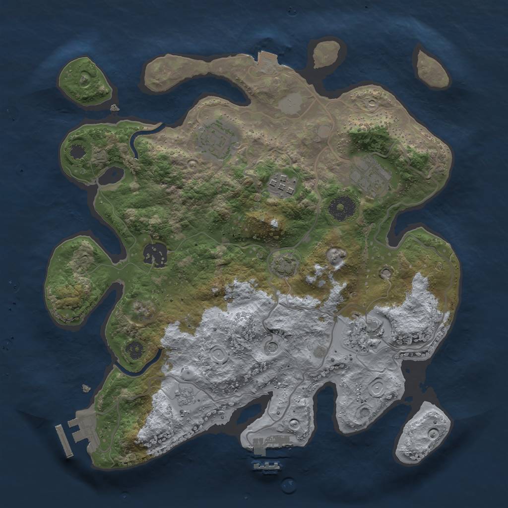 Rust Map: Procedural Map, Size: 3000, Seed: 44681, 13 Monuments