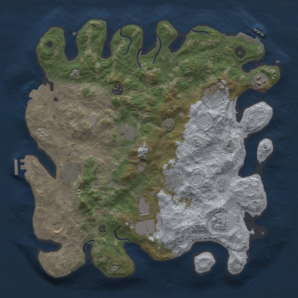 Rust Map: Procedural Map, Size: 3900, Seed: 49832740, 18 Monuments