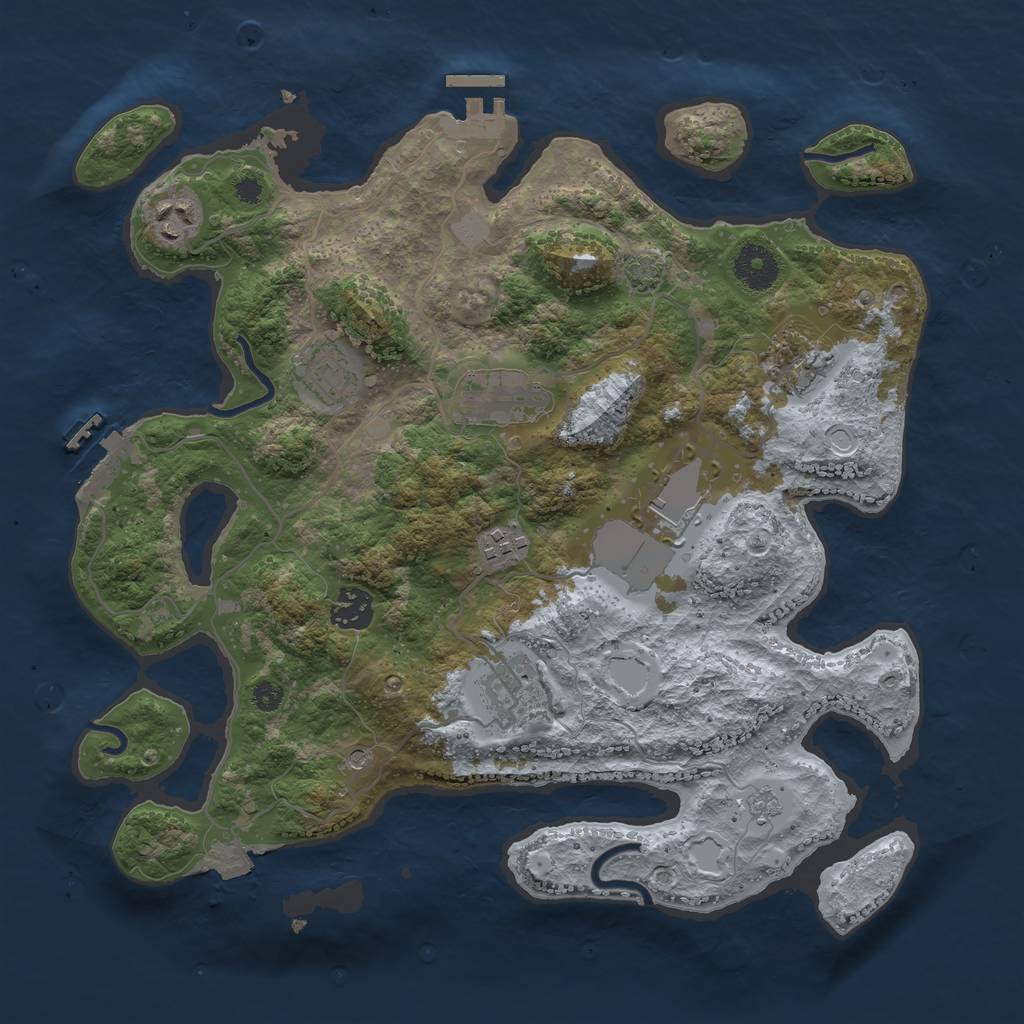 Rust Map: Procedural Map, Size: 3500, Seed: 2122200, 16 Monuments