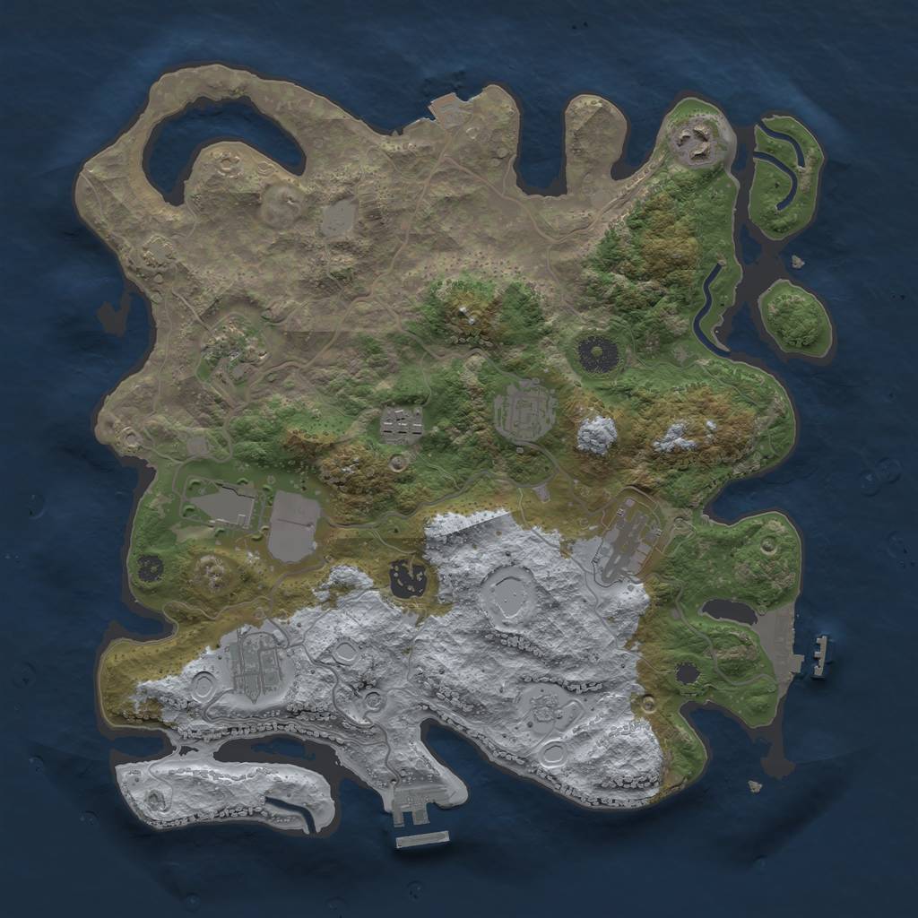 Rust Map: Procedural Map, Size: 3500, Seed: 1704133169, 16 Monuments
