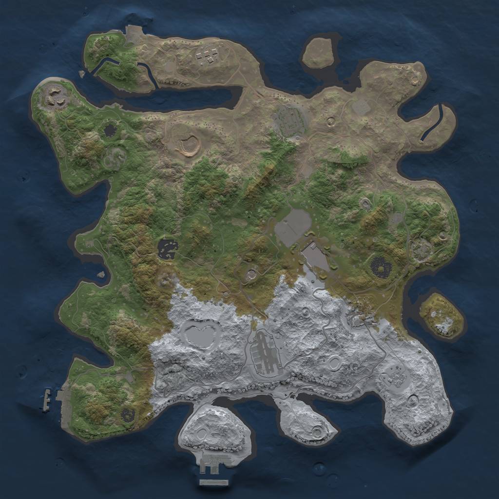Rust Map: Procedural Map, Size: 3500, Seed: 850097326, 16 Monuments
