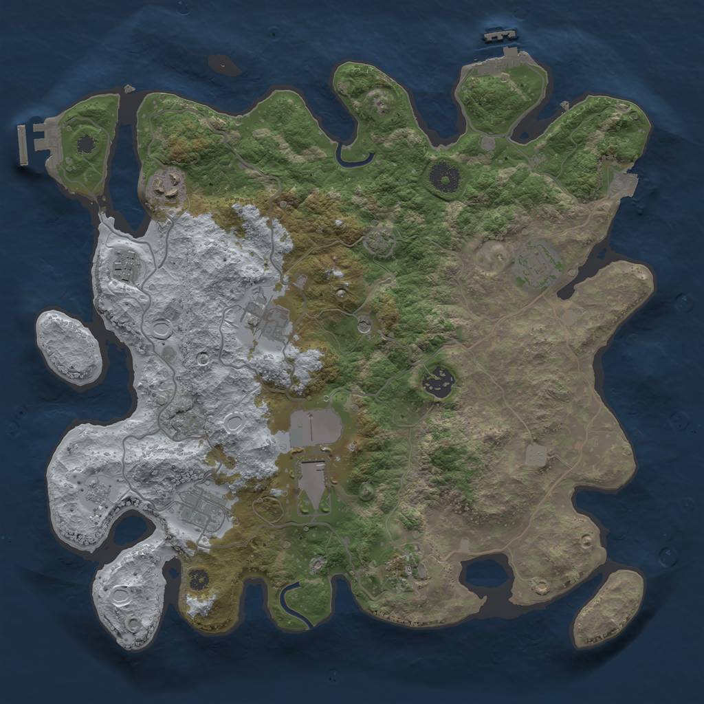 Rust Map: Procedural Map, Size: 3500, Seed: 59786574, 16 Monuments