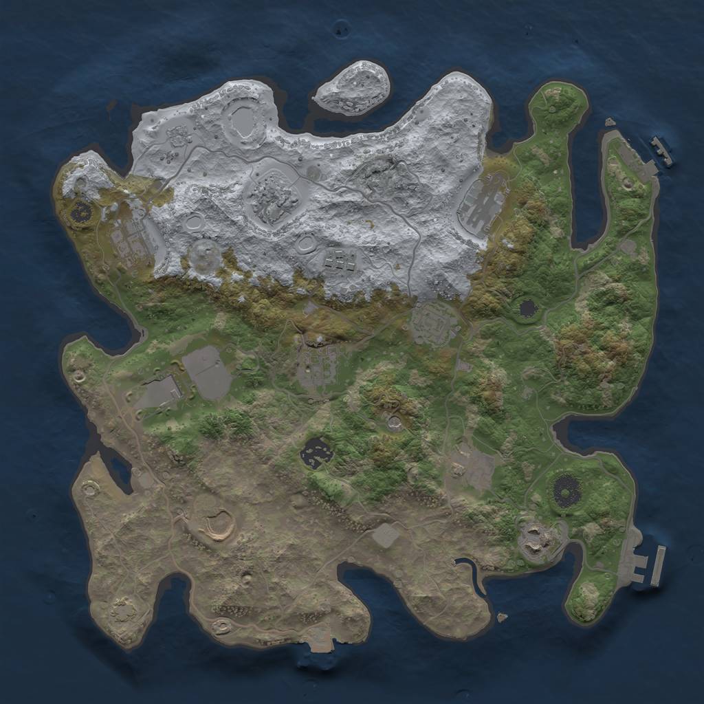 Rust Map: Procedural Map, Size: 3500, Seed: 1040175564, 19 Monuments