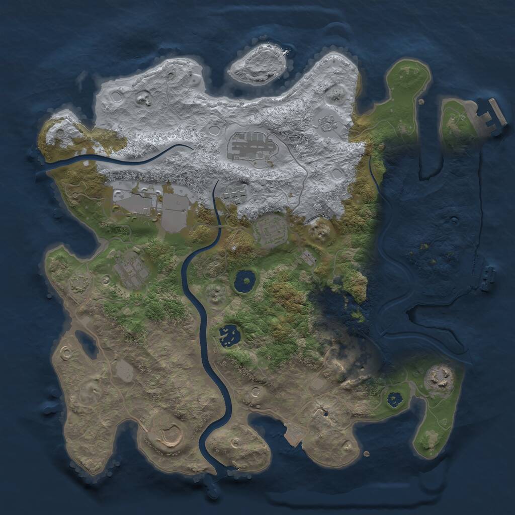 Rust Map: Procedural Map, Size: 3500, Seed: 1040175564, 15 Monuments