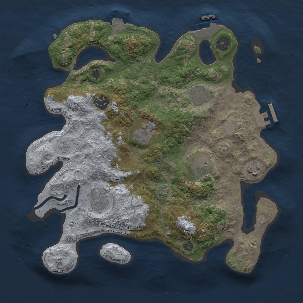 Rust Map: Procedural Map, Size: 3200, Seed: 174590291, 14 Monuments