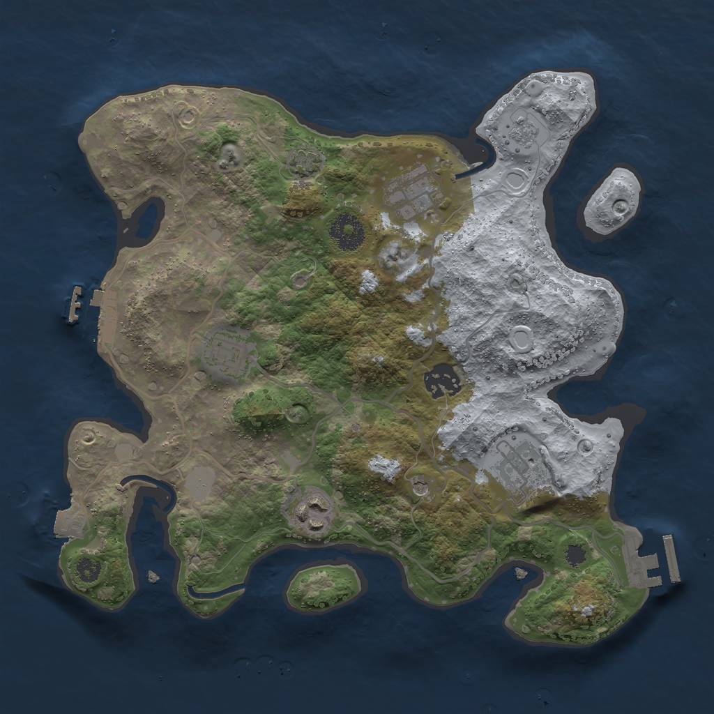 Rust Map: Procedural Map, Size: 3000, Seed: 1965357915, 13 Monuments