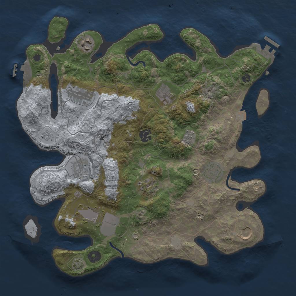 Rust Map: Procedural Map, Size: 3500, Seed: 2061049474, 18 Monuments