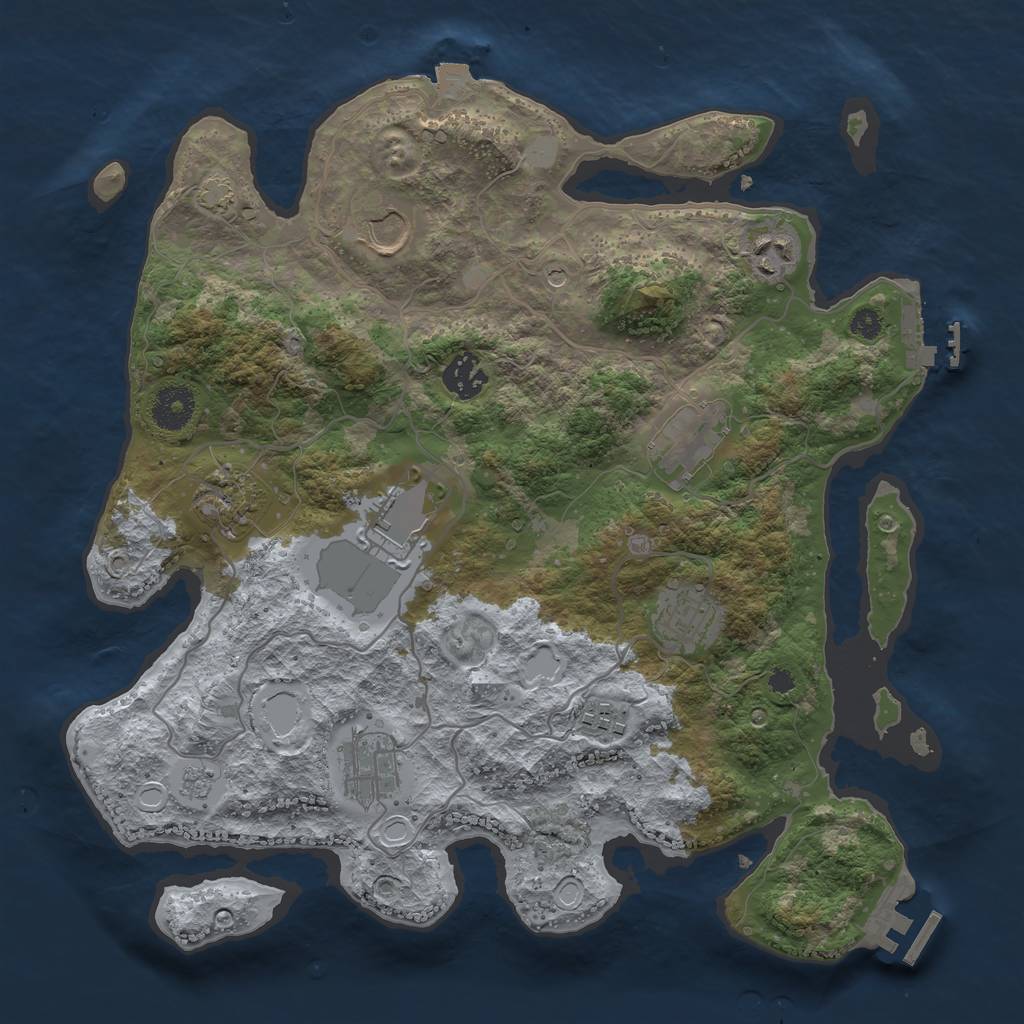 Rust Map: Procedural Map, Size: 3500, Seed: 1742407963, 17 Monuments