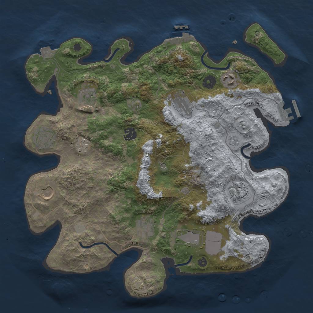 Rust Map: Procedural Map, Size: 3500, Seed: 1383806520, 18 Monuments