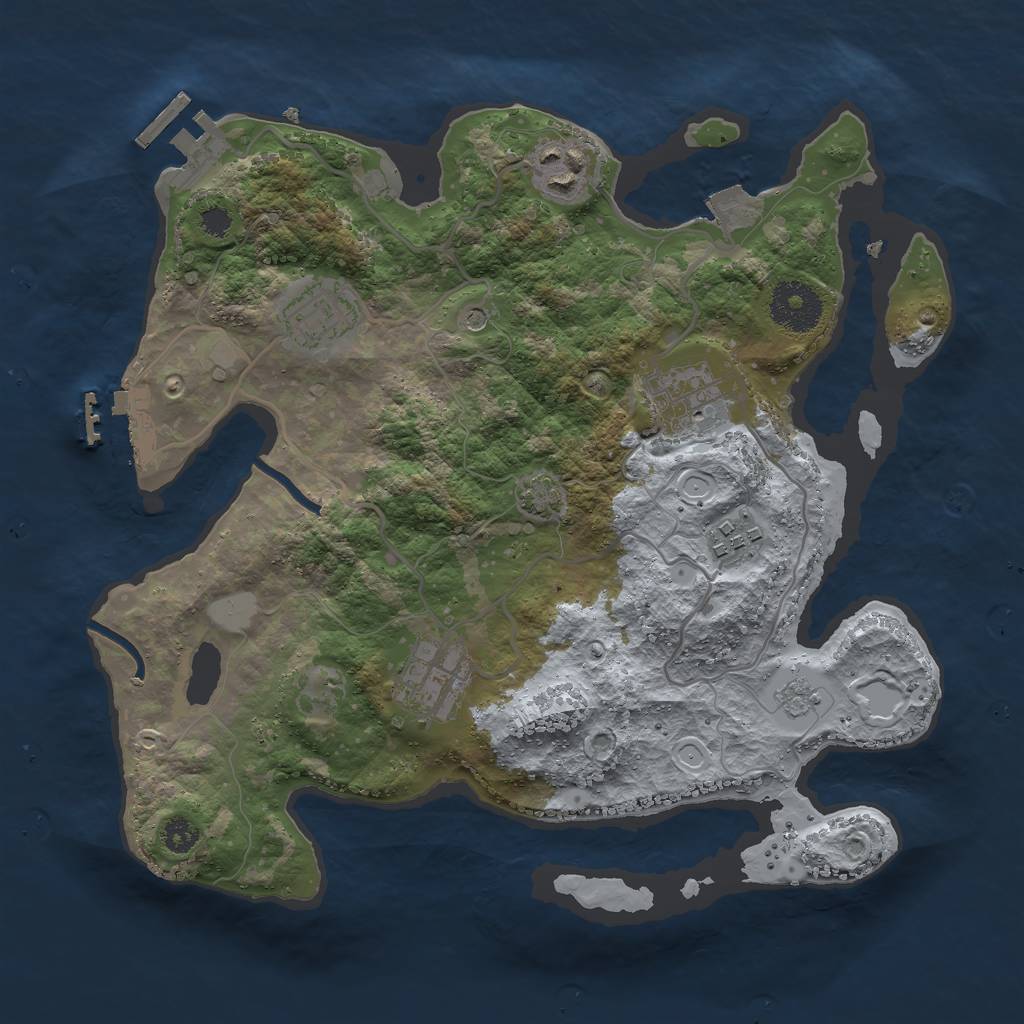 Rust Map: Procedural Map, Size: 3000, Seed: 1726915491, 13 Monuments