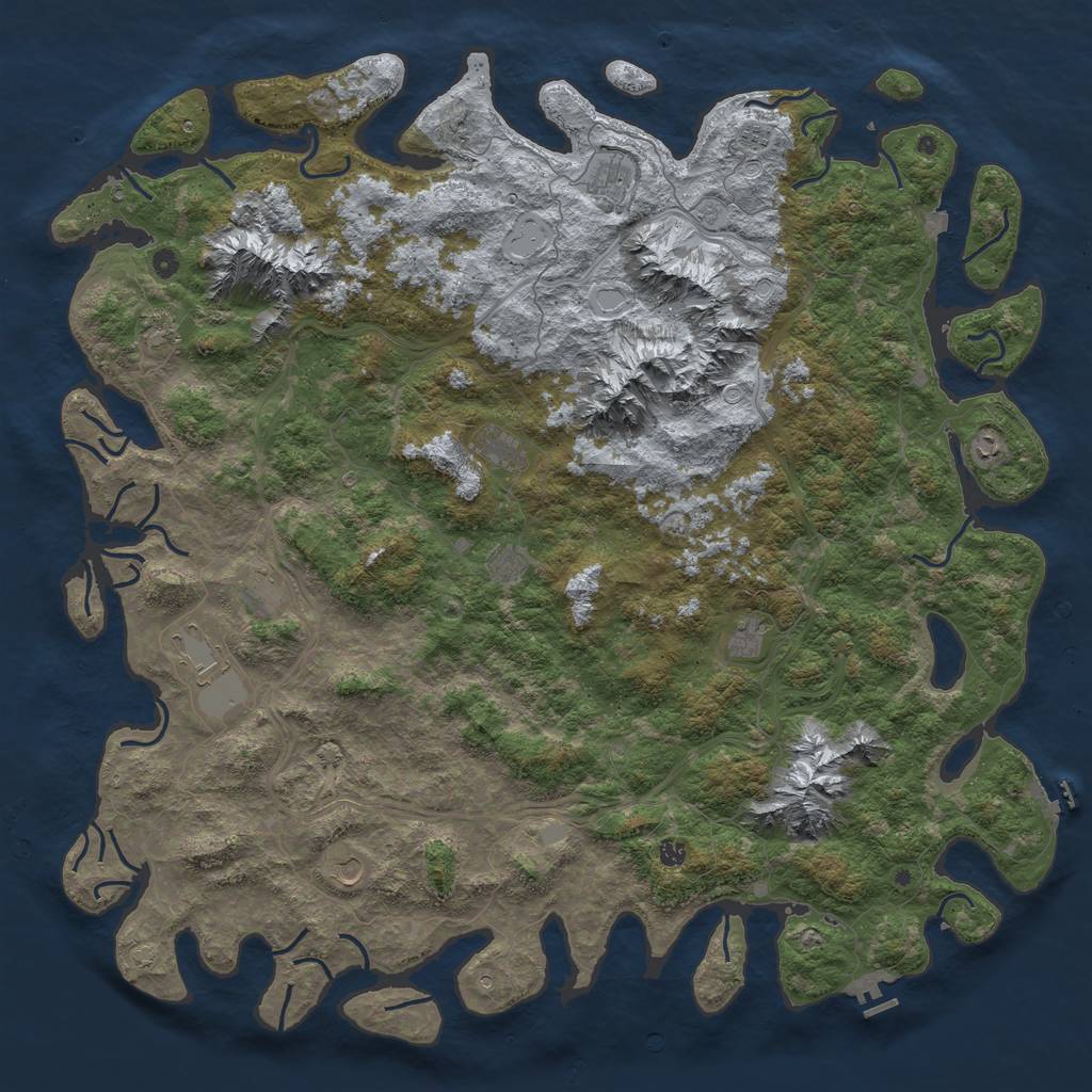 Rust Map: Procedural Map, Size: 6000, Seed: 246702563, 19 Monuments