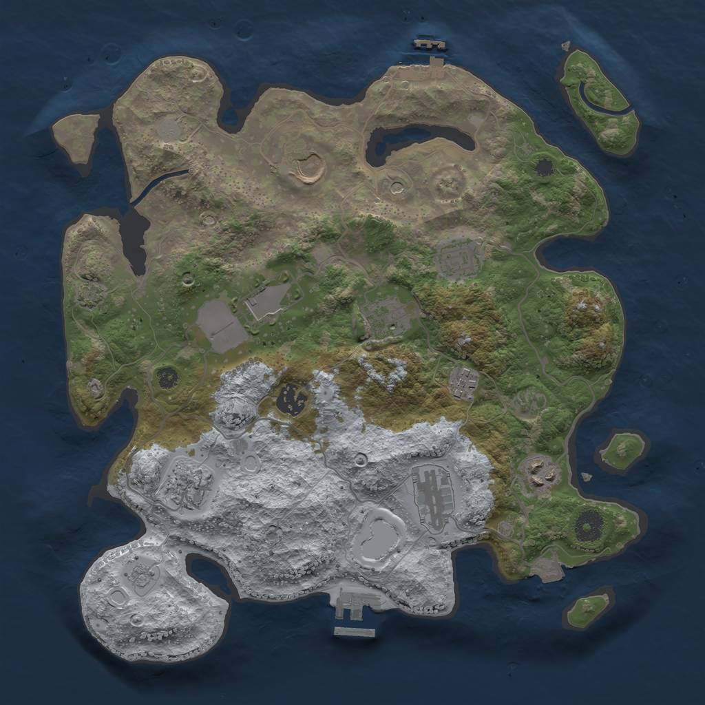 Rust Map: Procedural Map, Size: 3500, Seed: 115220044, 17 Monuments