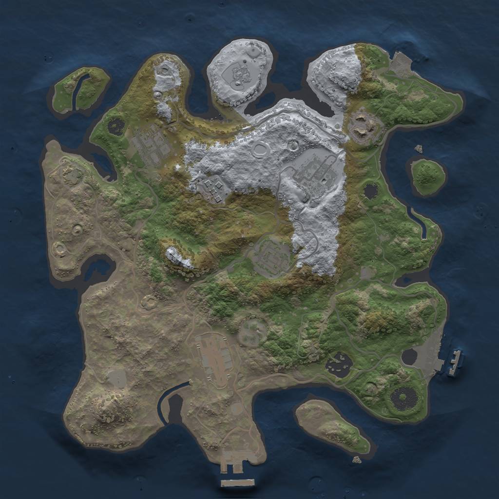 Rust Map: Procedural Map, Size: 3000, Seed: 681445333, 14 Monuments