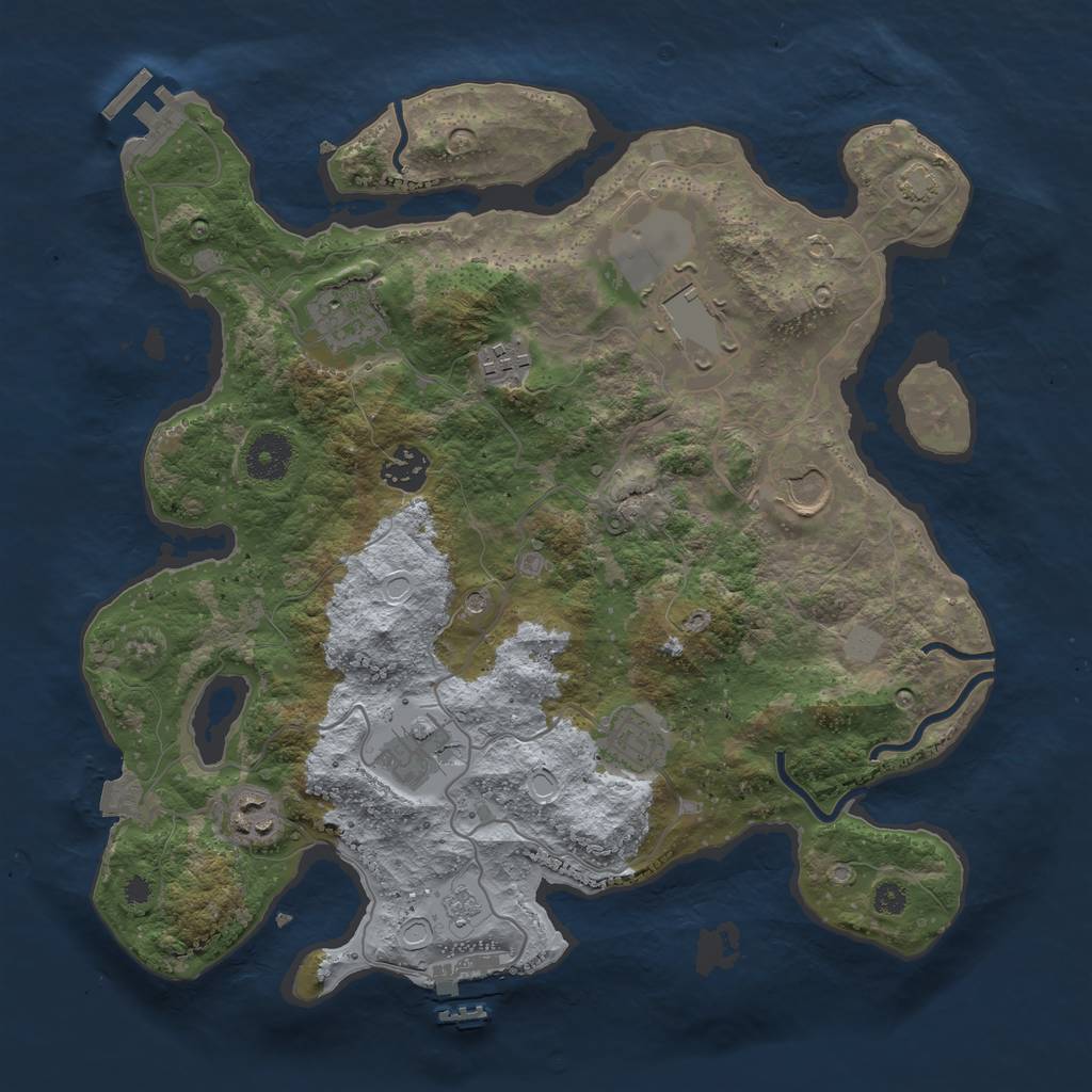 Rust Map: Procedural Map, Size: 3500, Seed: 14938176, 16 Monuments