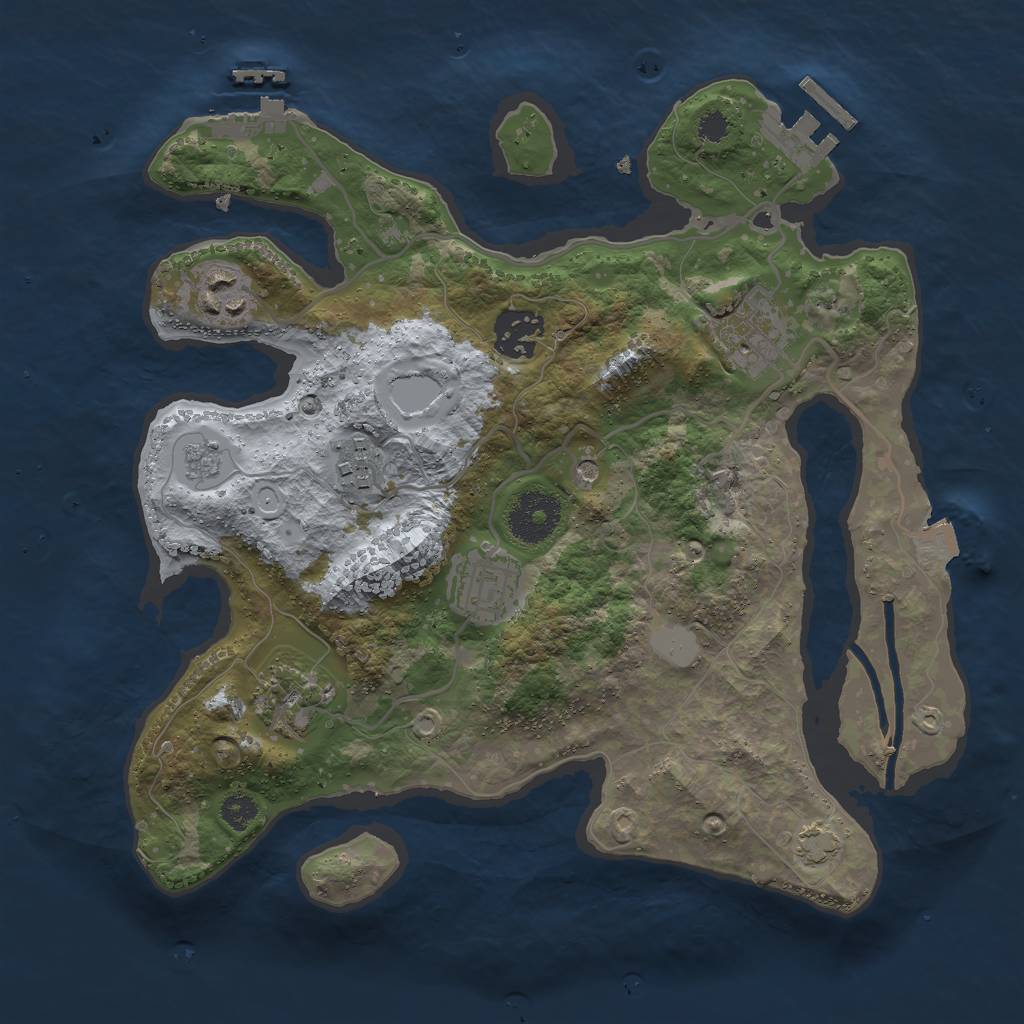 Rust Map: Procedural Map, Size: 3000, Seed: 10387, 14 Monuments