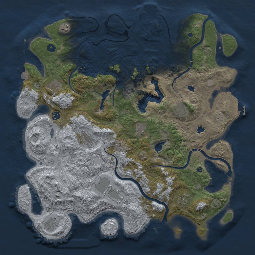 Rust Map: Procedural Map, Size: 4500, Seed: 1019762813, 16 Monuments