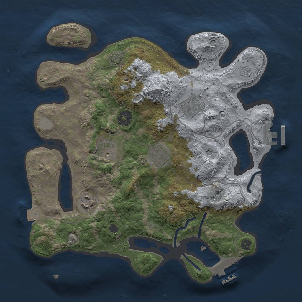 Rust Map: Procedural Map, Size: 3000, Seed: 568827305, 12 Monuments