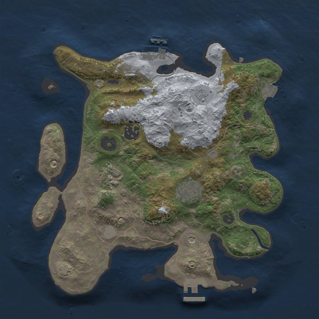 Rust Map: Procedural Map, Size: 3000, Seed: 1347476743, 11 Monuments