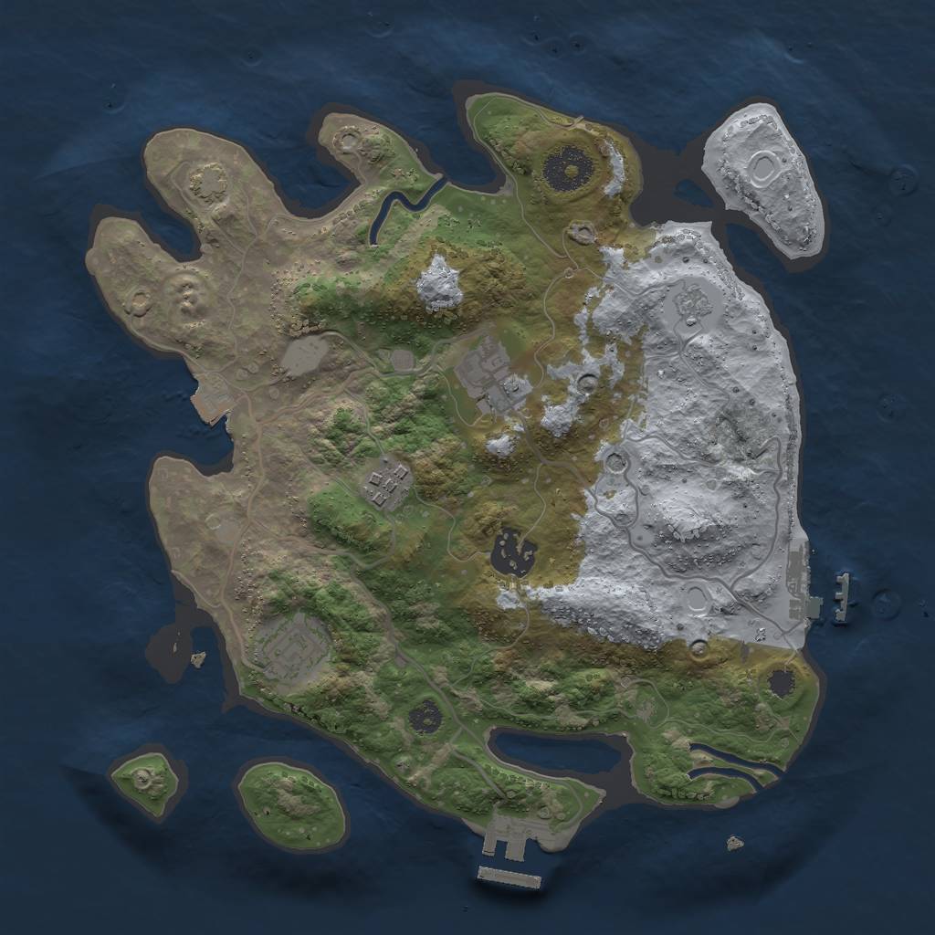 Rust Map: Procedural Map, Size: 3000, Seed: 7936512, 12 Monuments