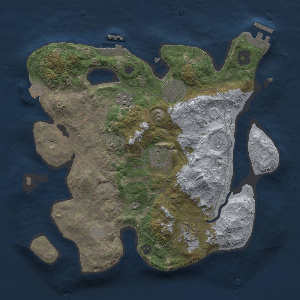 Rust Map: Procedural Map, Size: 3000, Seed: 5536, 12 Monuments