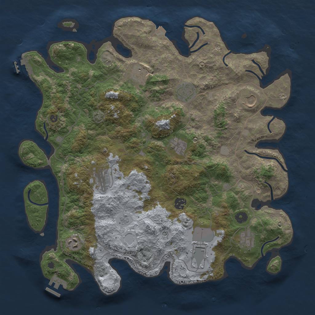 Rust Map: Procedural Map, Size: 4000, Seed: 1362774323, 18 Monuments