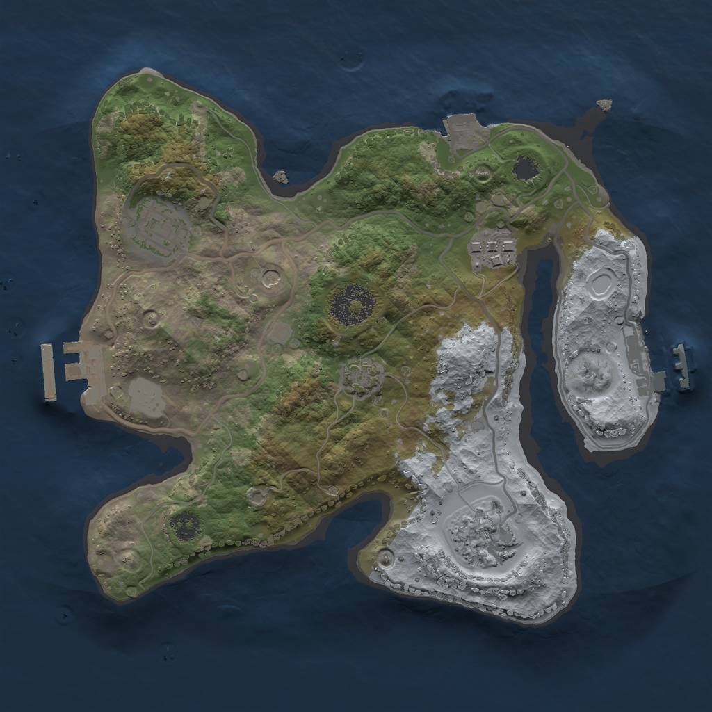 Rust Map: Procedural Map, Size: 2500, Seed: 1058874427, 10 Monuments