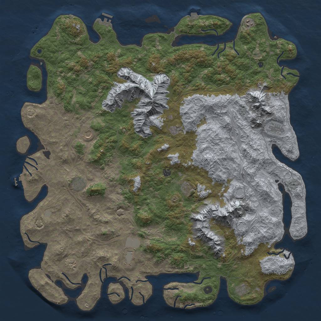 Rust Map: Procedural Map, Size: 6000, Seed: 946311723, 19 Monuments