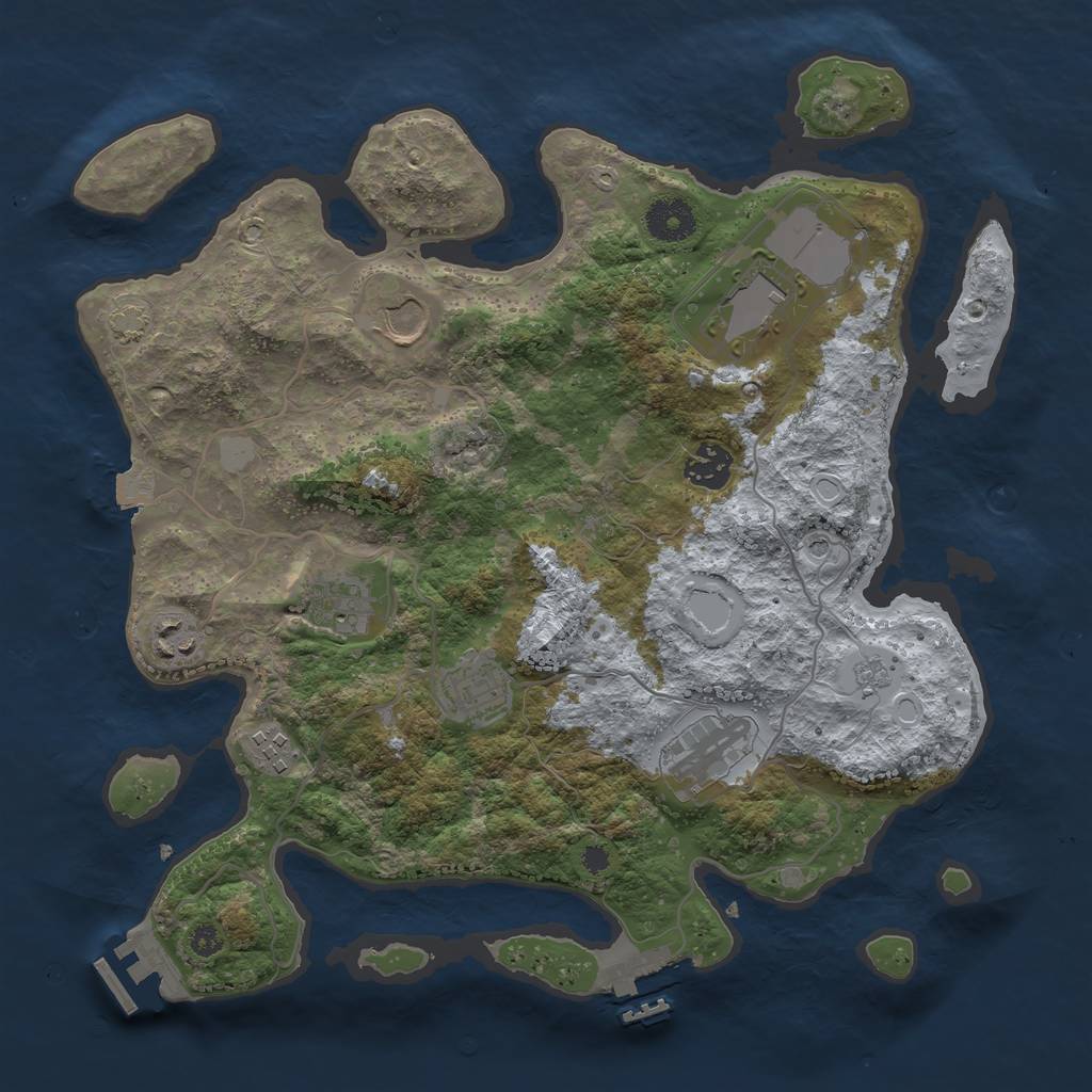 Rust Map: Procedural Map, Size: 3500, Seed: 1842949794, 16 Monuments