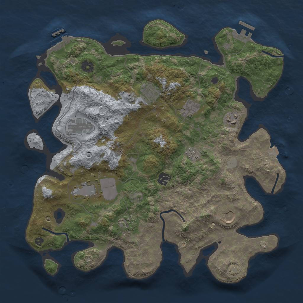 Rust Map: Procedural Map, Size: 3600, Seed: 654684898, 16 Monuments