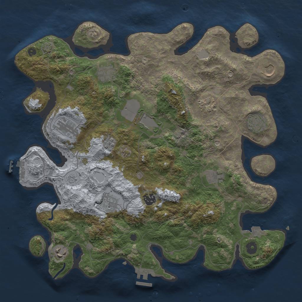 Rust Map: Procedural Map, Size: 3800, Seed: 29976379, 19 Monuments