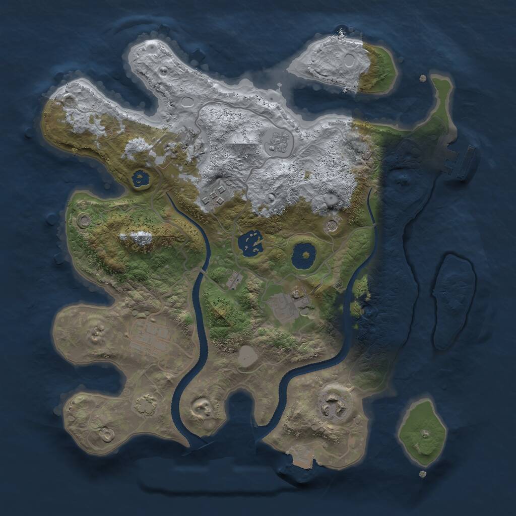 Rust Map: Procedural Map, Size: 3000, Seed: 1281844266, 11 Monuments